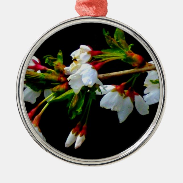 Ornamento De Metal Flor branco branco esbranquiçado florescente (Frente)