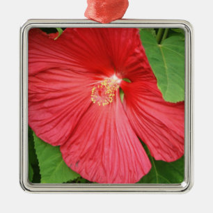 Ornamento De Metal Flor Brilhante Magenta Hibiscus Floral