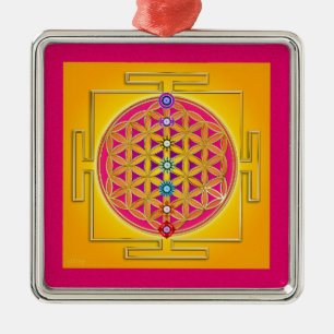Ornamento De Metal FLOR DA VIDA - Chakras Yantra