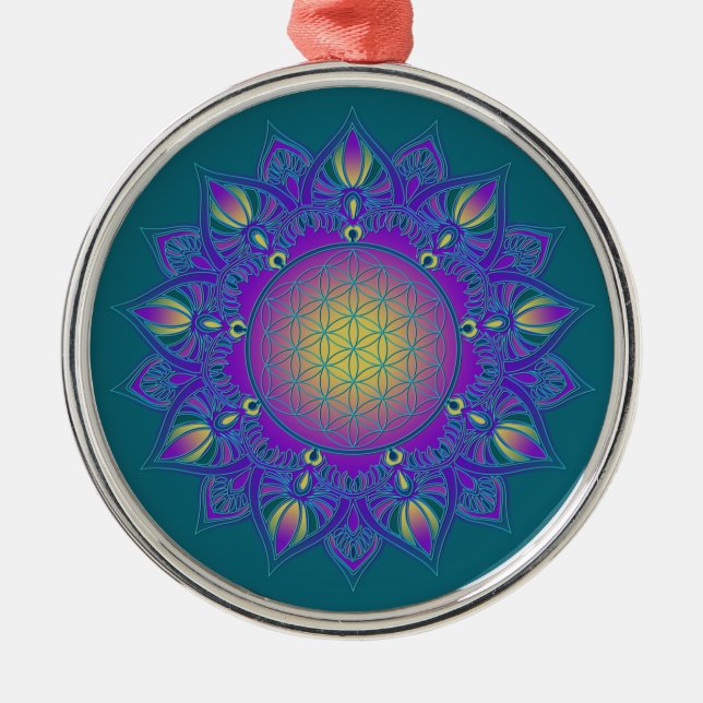Ornamento De Metal Flor Da Vida - Índia Mandala 3 (Frente)
