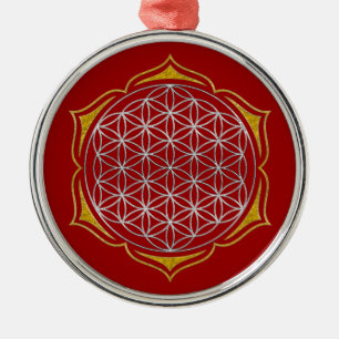 Ornamento De Metal Flor da Vida - Ouro de prata de Lotus