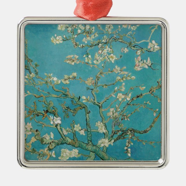 Ornamento De Metal Flor de Amêndoa de Van gogh (Frente)