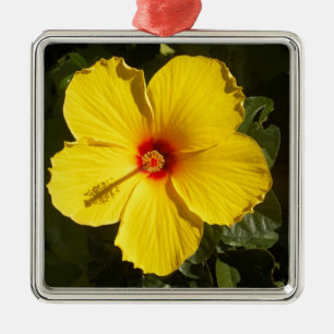 Ornamento De Metal Flor de Hibiscus Amarelo
