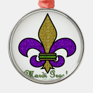 Ornamento De Metal Flor de lis colorida do carnaval
