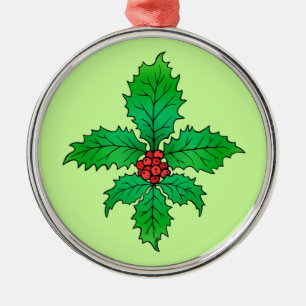 Ornamento De Metal Flor de lis da folha do azevinho