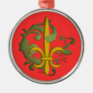 Ornamento De Metal Flor de lis do Natal