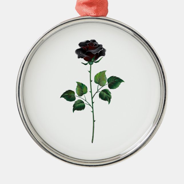 Ornamento De Metal Flor de rosa preta (Frente)