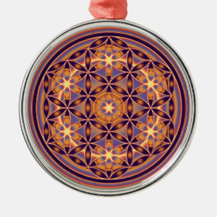 Ornamento De Metal Flor De Vida - Estilo De Botão 02