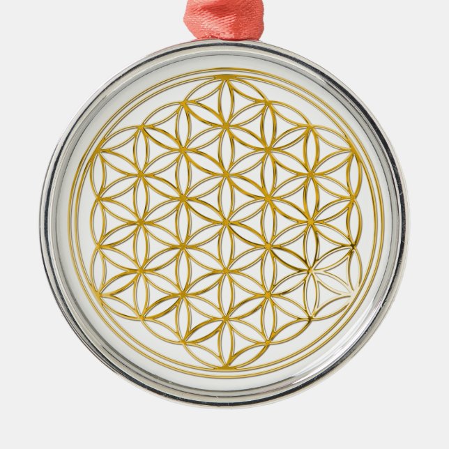 Ornamento De Metal FLOR DE VIDA - ouro (Frente)