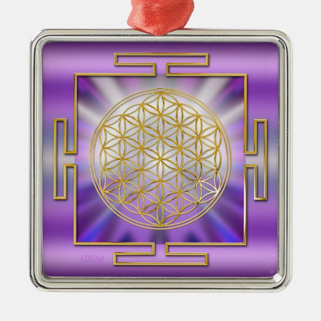 Ornamento De Metal Flor De Vida Yantra (Frente)