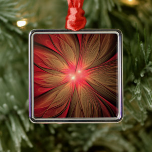 Ornamento De Metal Flor fractal de fanfarrão vermelho