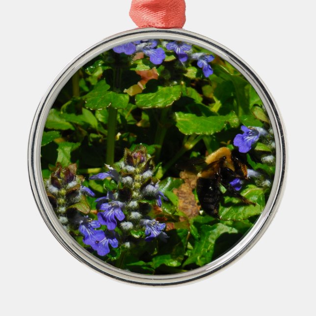 Ornamento De Metal Flor Roxo e Abelhas (Frente)