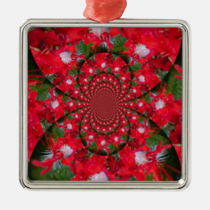 Ornamento De Metal Flor Vermelha Natural Febre Branca Caleidoscópio A