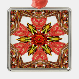 Ornamento De Metal Flora de rabisco colorida coração estrela sem cost