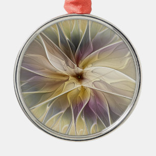 Ornamento De Metal Floral Fantasy Dourada Eggplant Abstrato Art Fract