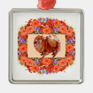 Ornamento De Metal Floral Pomeraniana
