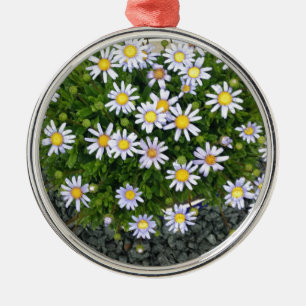 Ornamento De Metal Flores brancas amarelas da Margarita com pérolas d