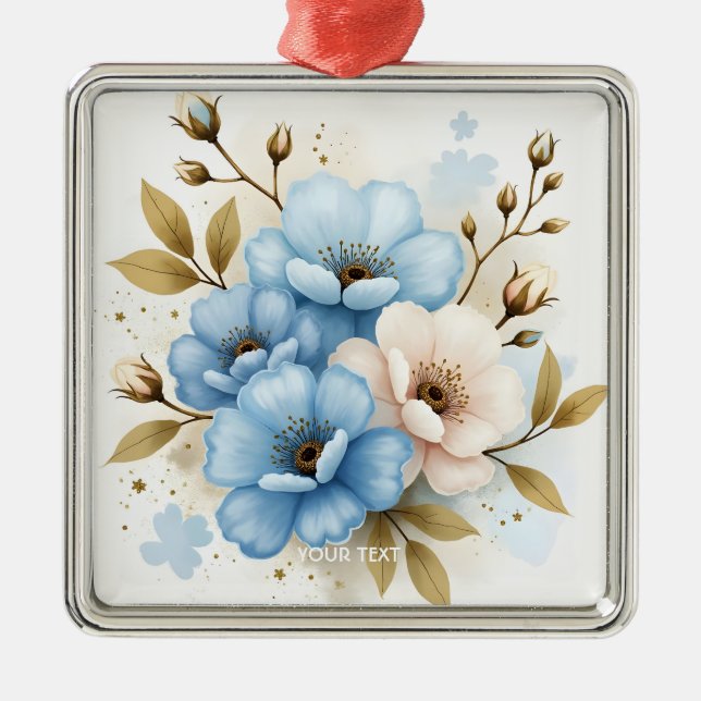 Ornamento De Metal Flores de Aquarela de Pastel Fantasy (Frente)