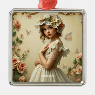 Ornamento De Metal Flores de Garota Vitoriana Fantasy