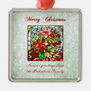 Ornamento De Metal Flores de Natal Vermelhos, Vidro Espalhado, Vermel