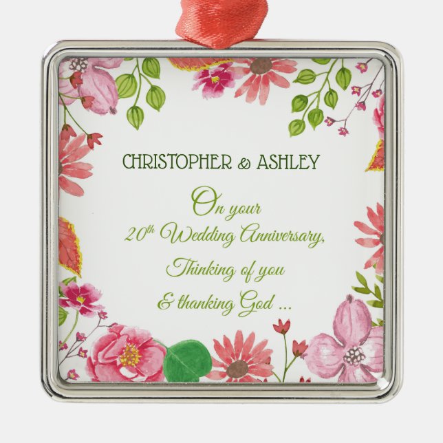 Ornamento De Metal Flores do 20 religioso (Frente)