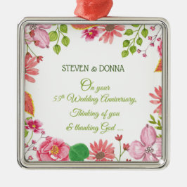 Ornamento De Metal Flores do 55º aniversário do casamento religioso
