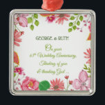 Ornamento De Metal Flores do 65º aniversário do casamento religioso<br><div class="desc">Pelo amor maravilhoso que eles compartilharam por sessenta e cinco anos,  é justo que você envie este presente,  lembrança,  presente ou festa essencial para um casal amoroso que comemora seu 65º aniversário de casamento.</div>