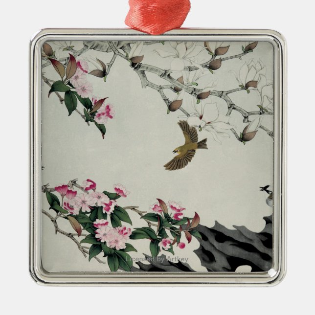 Ornamento De Metal Flores do primavera (Frente)