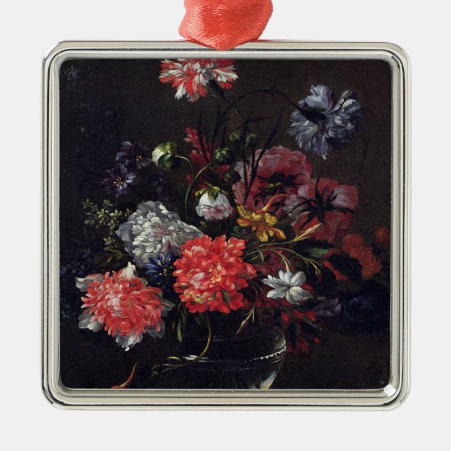 Ornamento De Metal Flores em um vaso de vidro (Frente)