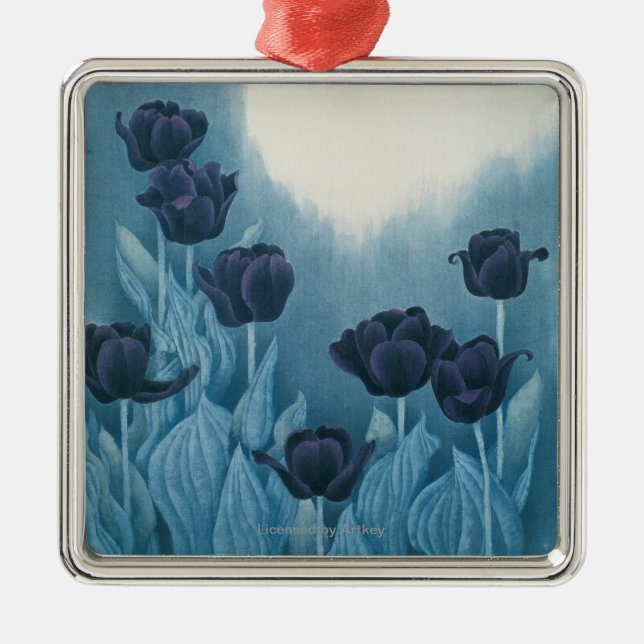 Ornamento De Metal Flores escuras (Frente)