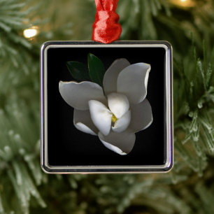 Ornamento De Metal Flores   Flor Solteiro Magnolia Branca