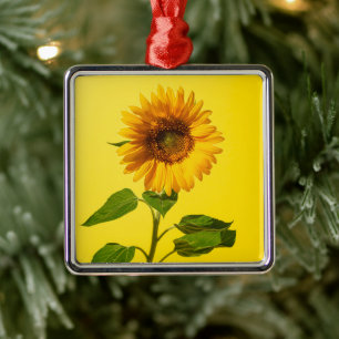 Ornamento De Metal Flores Girassol em amarelo