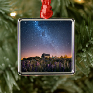 Ornamento De Metal Flores Lupines Blooming Lake Tekapo Nova Zelândi