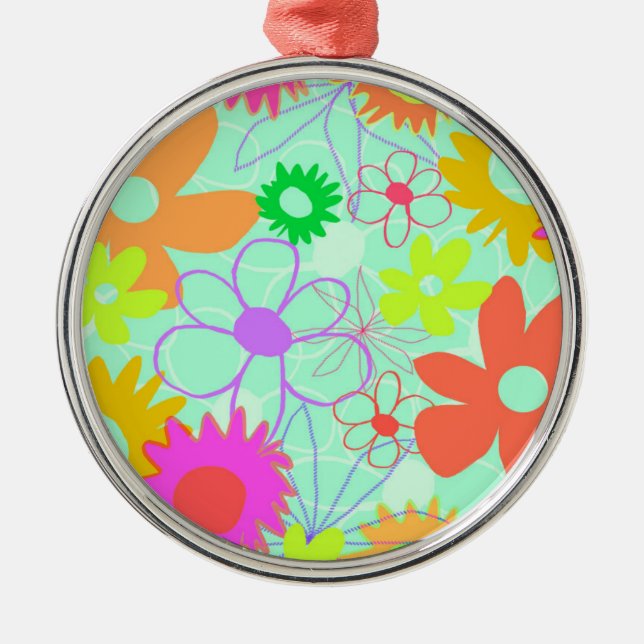 Ornamento De Metal Flores misturadas (Frente)