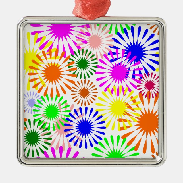 Ornamento De Metal Flores multicoloridas (Frente)