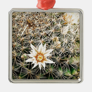 Ornamento De Metal Flores num Cactus