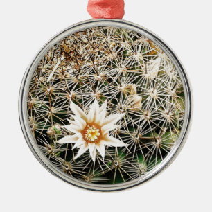 Ornamento De Metal Flores num Cactus