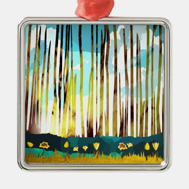Ornamento De Metal Floresta da Manhã (Frente)