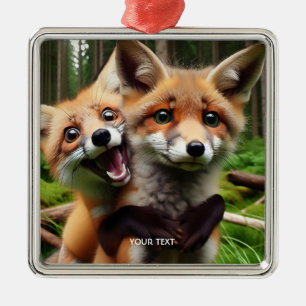 Ornamento De Metal Floresta de Raposas Bons Fantasy
