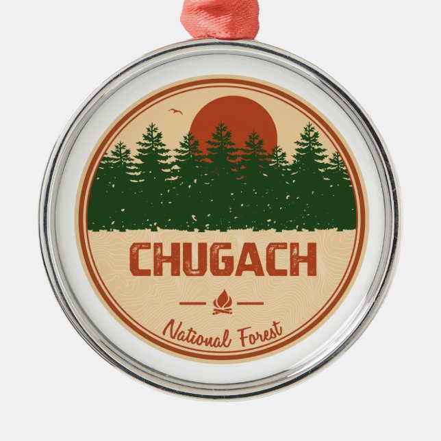 Ornamento De Metal Floresta Nacional Chugach (Frente)