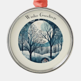 Ornamento De Metal Floresta Nórdica Lunar Personalizada Noite de Inve
