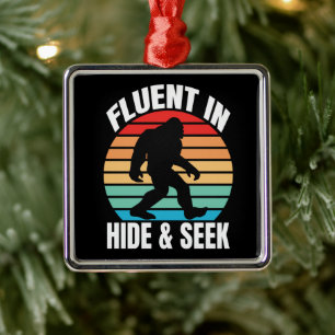Ornamento De Metal Fluente em Esconde-Esconde Bigfoot Engraçado