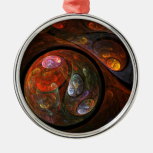 Ornamento De Metal Fluid Connection Abstrato Art Round