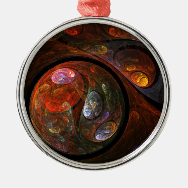 Ornamento De Metal Fluid Connection Abstrato Art Round (Frente)