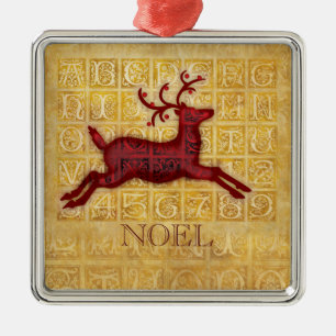 Ornamento De Metal Flying Reindeer NOEL