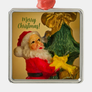 Ornamento De Metal Fofo Papai Noel na Vintage de Árvore de Natal