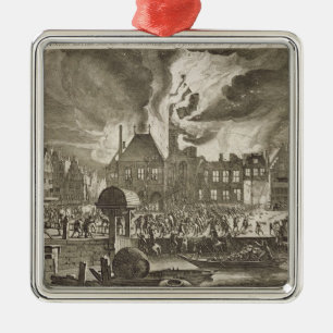 Ornamento De Metal Fogo na câmara municipal velha de Amsterdão, o 1