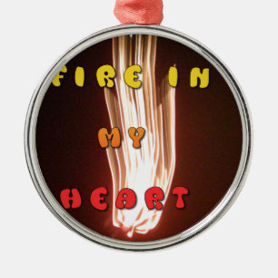 Ornamento De Metal Fogo no meu coração fogos de artifício brilhantes