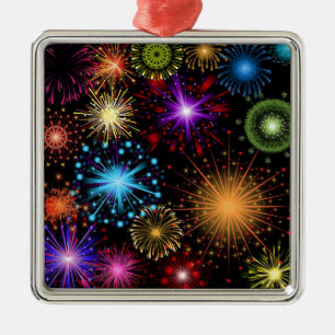 Ornamento De Metal Fogos de artifício coloridos Ano Novo