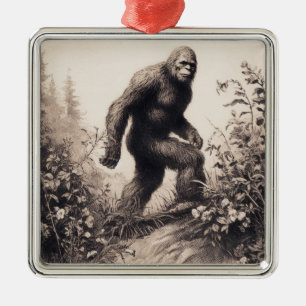 Ornamento De Metal Folclore da Ilustração Vintage Bigfoot